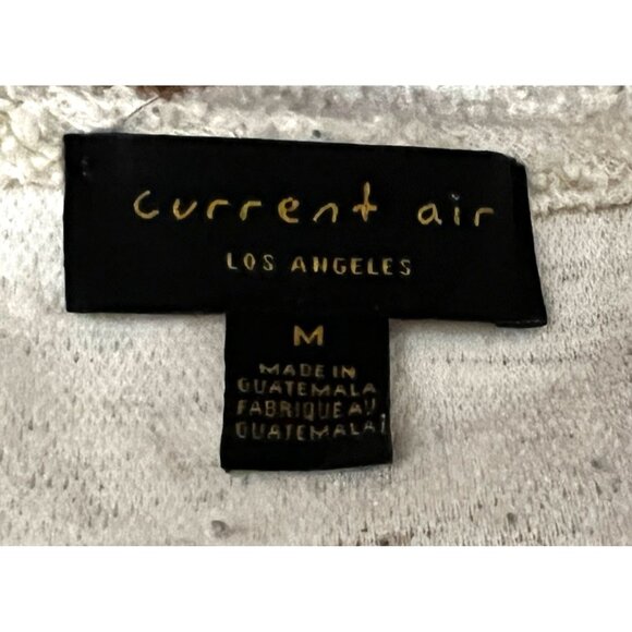 Current Air Beige Tie Front Textured Blouse Sz Medium Short Sleeves - Picture 3 of 8